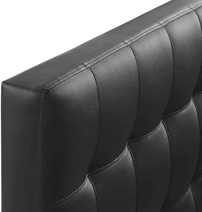 Modway Lily Tufted Faux Leather Upholstered Twin Headboard in Black