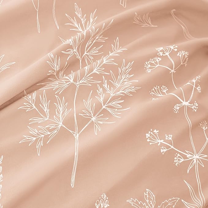 Love's cabin Pink Full Size Comforter Set - Full Comforter Set, 3 Pieces Cute Floral Bedding Sets for All Seasons,1 Soft Reversible Botanical Flowers Comforter and 2 Pillow Shams