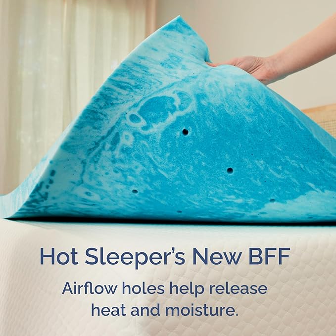 Super Soft Memory Foam Mattress Topper Full Size - 2 Inch Breathable Gel Infused Memory Foam - Plush Feel Ventilated Mattress Pad - Pressure, Comfort & Pain Relief Bed Topper - CertiPUR-US & Oeko-Tex