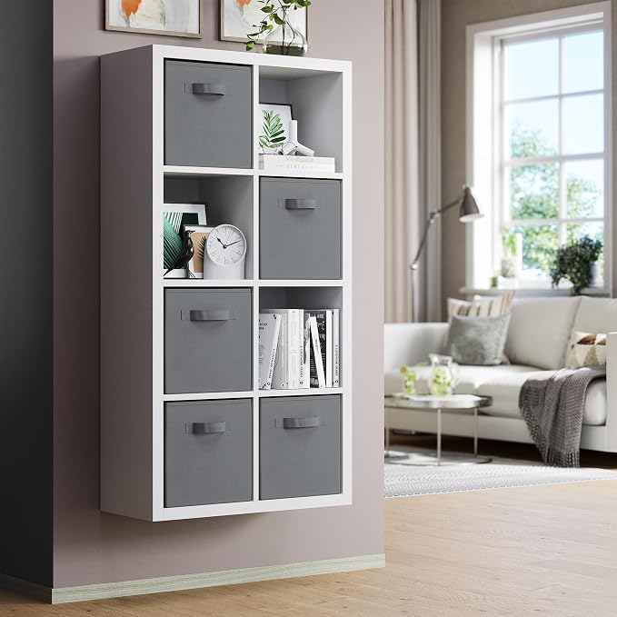 Storage Cubes Pack Of 8 - Standard Size Cube Storage Bin 10.5x10.5x11 With Dual Handles For Easy Carrying- Fabric Storage Bins Collapsible (Grey) - Image 3