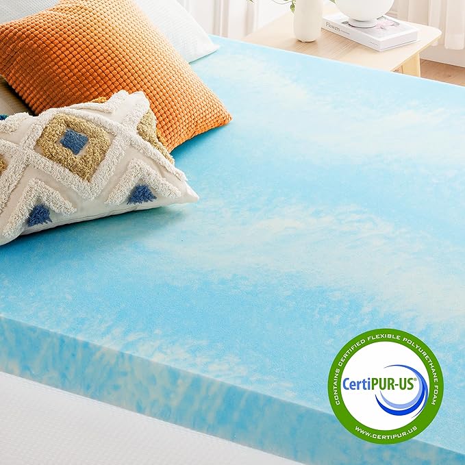 Best Price Mattress 4 Inch Swirl Gel AeroBreeze Cooling Air Flow Memory Foam Mattress Topper, Dorm Essentials, Queen