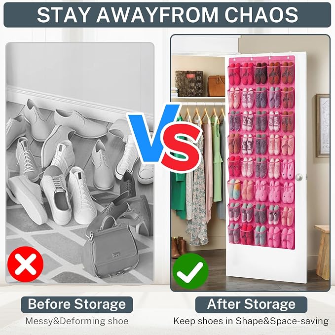 40-Pocket Over the Door Shoe Organizer - Large Mesh Pocket Hanging Shoe Organizer,Behind the Door Shoes Storage Holder Hanger - Image 4