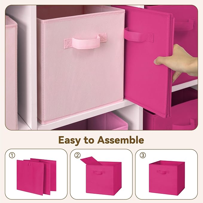 GRANNY SAYS 11 Inch Cube Storage Bins, Cube Storage Organizer, Fabric Collapsible Storage Bins with Handle, Storage Cubes for Shelves, Closet, Pink Gradient, 8-Pack - Image 4