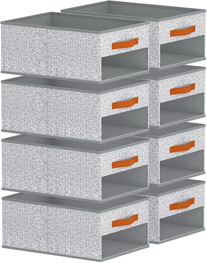Homsorout Drawer Organizers and Storage - 8 Pack Foldable Pants Organizer with Clear Window & Handles, Fabric Closet Organizer for Clothes, Jeans, Sweaters, Towels, T-shirt, Scarf (Ant Light Gray) - Image 9