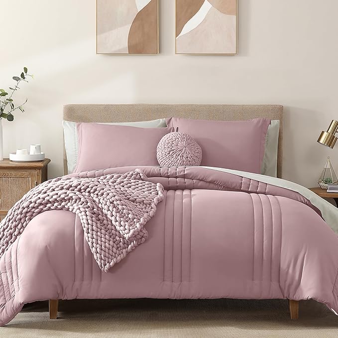 Monbix King Size Comforter Set - 7 Pieces Bed in a Bag King, Zephyr Bedding Sets with Comforter, All Seasons Comforter Bed Set with Sheets, Pillowcases & Shams