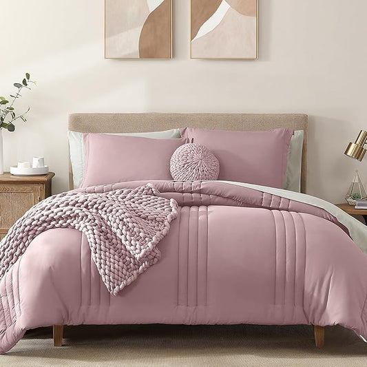 Monbix King Size Comforter Set - 7 Pieces Bed in a Bag King, Zephyr Bedding Sets with Comforter, All Seasons Comforter Bed Set with Sheets, Pillowcases & Shams