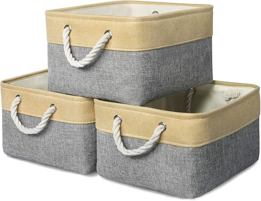 TheWarmHome Fabric Storage Bins Baskets for Organizing, Large Sturdy Storage Basket W/Handles, Decorative Foldable Storage Baskets for Shelves Closet Nursery Toy (Large - 3 Pack 15.7L×11.8W×8.3H) by TheWarmHome