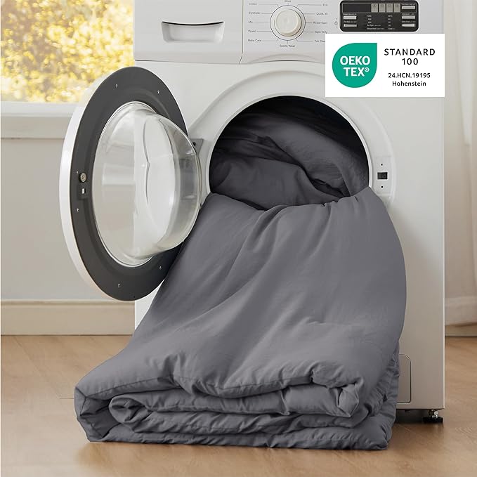 Bedsure Oversized King Comforter Set, Dark Grey Soft Prewashed Bedding for All Seasons, 3 Pieces GentleSoft™ Bed Set, 1 Lightweight Comforter (120"x98") and 2 Pillowcases (20"x36")