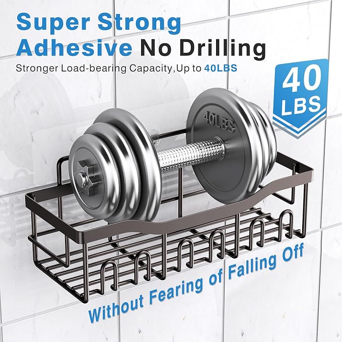 EUDELE 5-Pack Rustproof Stainless Steel Shower Caddy – No Drill Adhesive Bathroom Organizer with Large Capacity, Spacious Shower Shelves for Inside Shower, Kitchen & Home Decor Storage-XL Size - Image 4