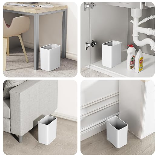 Cesun Small Bathroom Trash Can 2.1 Gallon Wastebasket, Modern Metal Garbage Can Office Waste Basket, White Stainless Steel Trash Bin for Bedroom, Home Office, Toilet, rv, Near Desk, Under Sink. - Image 7