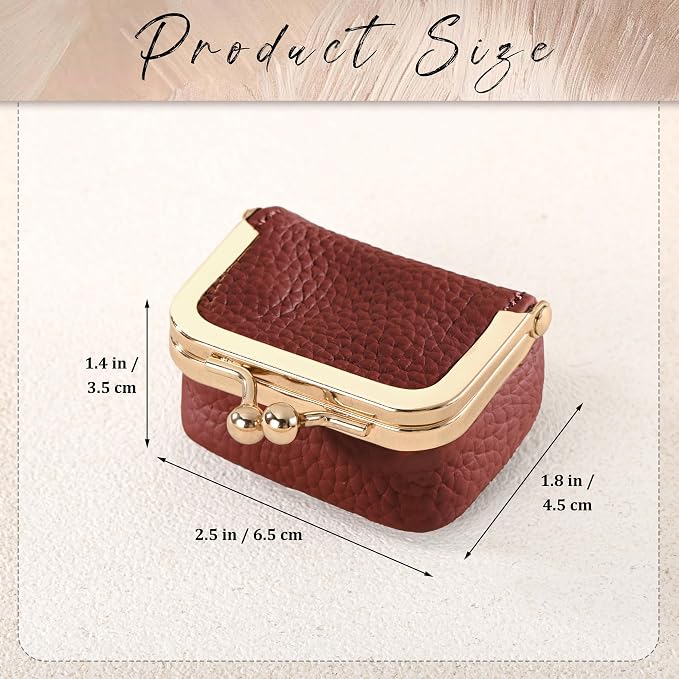 Zivyes Mini Jewelry Box Travel Small Coin Purse Organizer Case Genuine Leather Tiny Size (Red) - Image 6