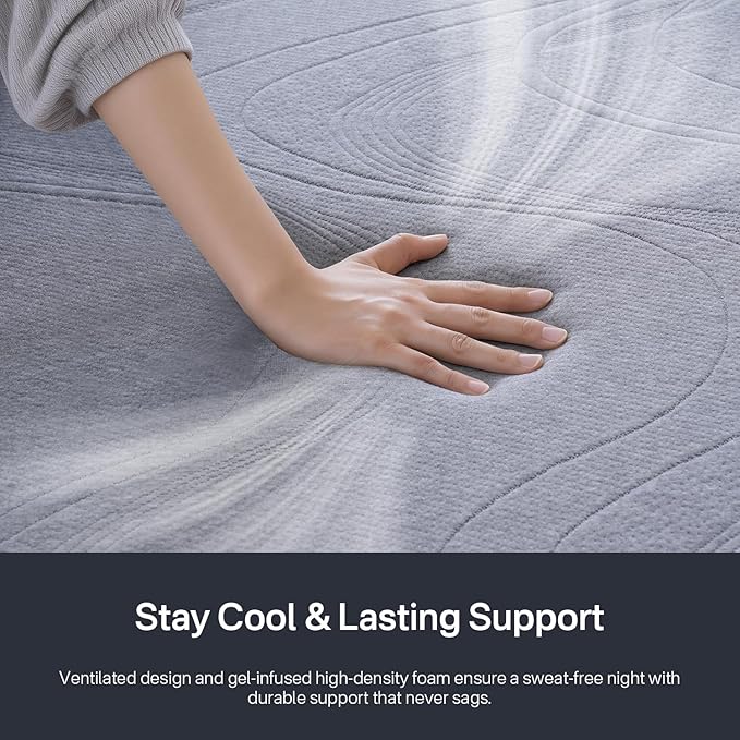 4 Inch Firm Mattress Topper Full, Cooling Gel Memory Foam Mattress Topper for Back Pain Relief, High Density Ventilated Bed Topper with Breathable Cover & Non-Slip Straps, CertiPUR-US