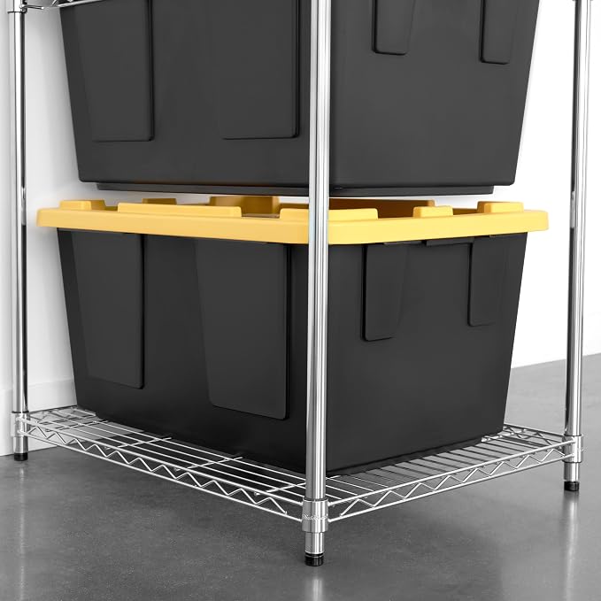 SafeRacks 2 Pack 5-Tier Steel Tote Rack - Maximize Space, Declutter, Organization, NSF Certified, Bin Storage for Garage, Pantry, Kitchen, Workspace, 5 Shelves, 31″ x 23″ x 68″, Zinc - Image 5