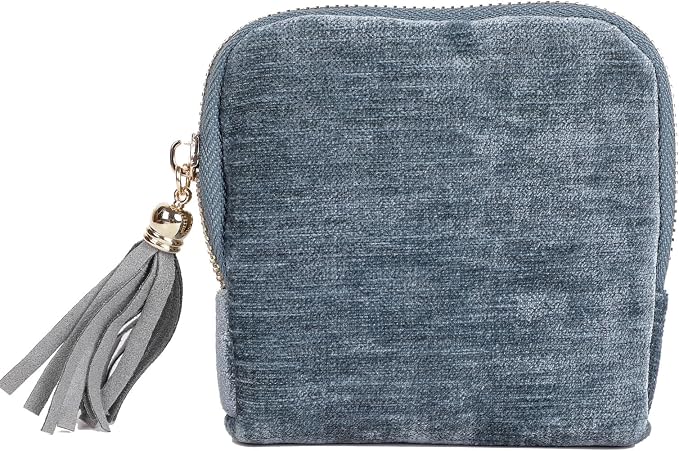 ASINGYER Travel Jewelry Storage Bag for Women, Velvet Portable Jewelry Organizer with Tassel Zipper, Small Pouches for Bracelets Necklaces Rings Earrings, Wedding Gift for Women (Blue) by ASINGYERbyASINGYERHOME