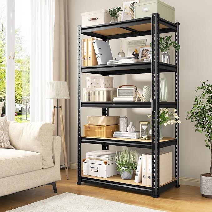 REIBII Set of 2 Storage Shelves 5 Tier Garage Shelving Heavy Duty Metal Shelving 2000LBS Garage Shelves Adjustable Metal Shelf for Kitchen Warehouse Pantry Commercial Use 27.6" Wx11.8 Dx60 H - Image 7