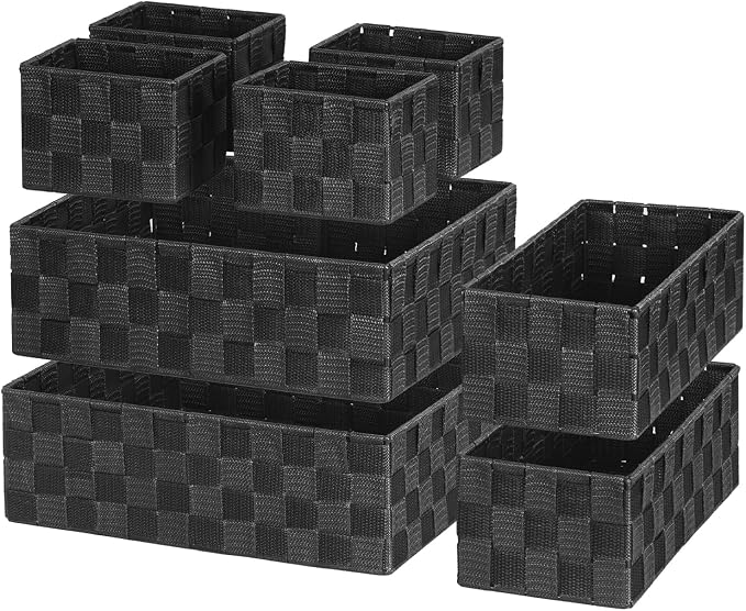Posprica Woven Baskets, Storage Baskets for Organizing (Set of 8), Cube Baskets Bin Container Matching Storage Boxes Organizers for Pantry, Office, Shelves, Media-room by Posprica