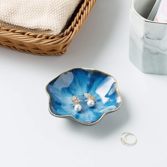 Jewelry Dish Tray, Ring Dish, Ceramic Trinket Tray, Key Bowl, Decorative Plate, for Friends Sisters Daughter Mother (Starry Blue) - Image 5
