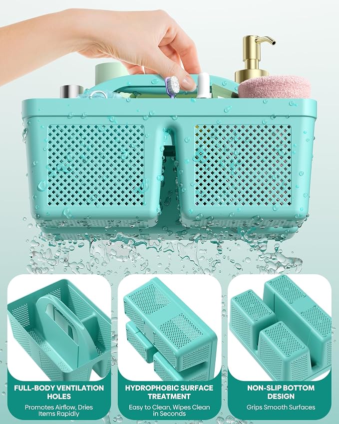 4 Pack Portable Shower Caddy, Integrated Handle, Reinforced Plastic, Organizer Storage Bathroom Supplies and Beauty Products, Cleaning Supplies, Shower Basket for Home, Dorm, Shelf and Cabinet - Image 5