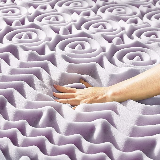 Mellow 1.5 Inch 5-Zone Memory Foam Mattress Topper, Soothing Lavender Infusion, Full
