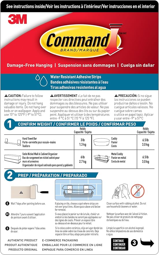 Command Shower Caddy Matte Black with Water Resistant Strips, Bathroom Organizer, Holds up to 6.5 lbs, 1 Count (Pack of 2) - Image 9