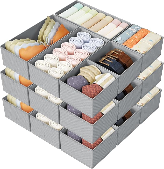 DIMJ Drawer Organizer Clothes Storage - 18 Pack Baby Dresser Organizer for Nursery, Foldable Drawer Dividers for Bedroom Closet Organization, Fabric Storage Bins for Socks, Underwears, Bras by DiMJ