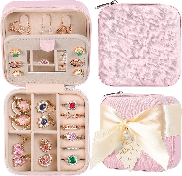 AYGXU Travel Jewelry Box for Women and Girls - Small Case With Initial A-Z - Teacher Gifts by AYGXU