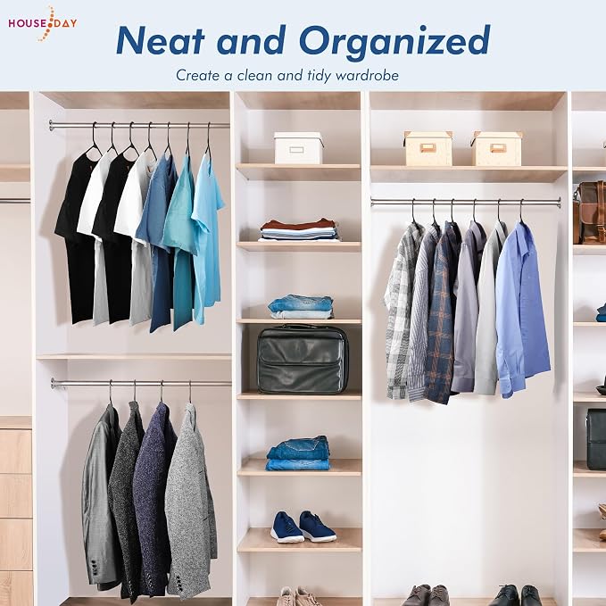 HOUSE DAY Plastic Hangers 20 Pack, Space Saving Clothes Hangers with Built-in Hooks, Durable & Strong Closet Organizers and Storage, Dorm Room Essential, Perfect for Shirts, Coat, Pants, Dress - Black - Image 9