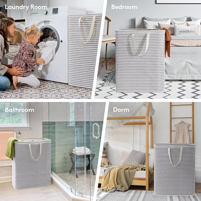 Lifewit 3 Pack Laundry Basket 125L Each, Collapsible Clothes Hamper with Reinforced Handles, Freestanding Waterproof Design for Bedroom and Laundry Room, Grey 375L Total - Image 7