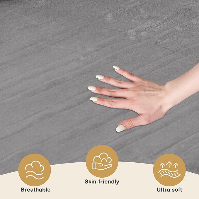 Electric Mattress Pad Queen Size 60"x80" with 10 Hours Auto Off 5Heat Setting Dual Controller Fit Up to 15 Inch Deep Pocket, Machine Washable - Gray