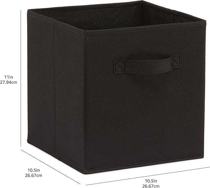 Amazon Basics Collapsible Fabric Storage Bins Organizer with Handles, Sturdy, Foldable, 10.5" x 10.5" x 11", Black, 6-Pack - Image 5