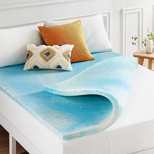 Best Price Mattress 1.5 Inch Swirl Gel AeroBreeze Cooling Air Flow Memory Foam Mattress Topper, Dorm Essentials, Queen
