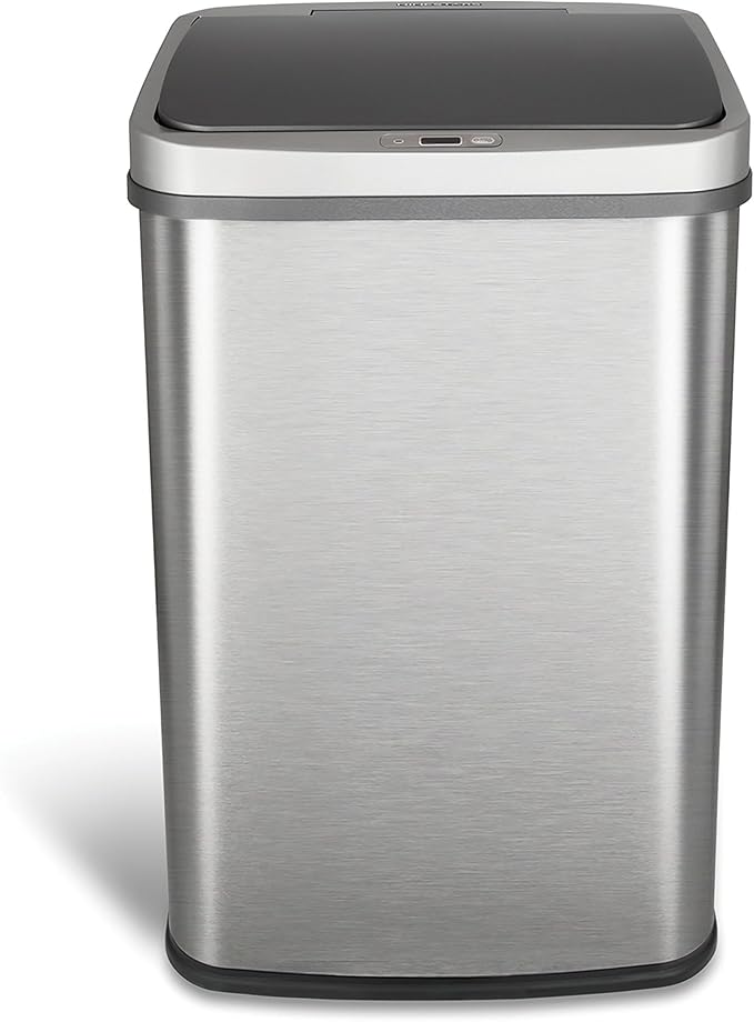Ninestars DZT-50-28BR Automatic Touchless Motion Sensor Rectangular Trash Can, Black Top, 13 Gal. 49 L., Brush - Image 5