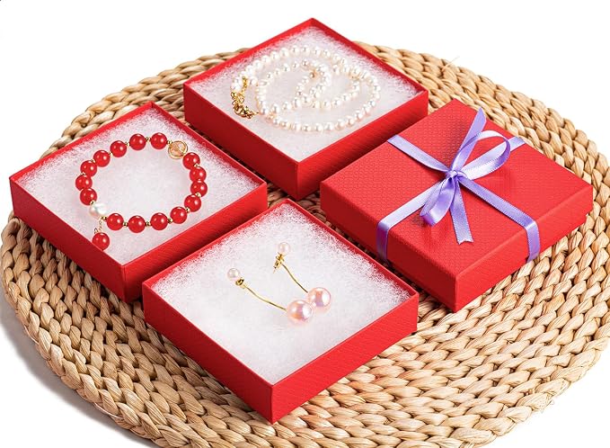GEFTOL Jewelry Gift Boxes 96 Pack 3.5x3.5x1 Inch Cardboard Jewelry Boxes,Small Gift Boxes for Jewelry Earrings Necklaces Handmade Bangles Bracelets(Red) - Image 6
