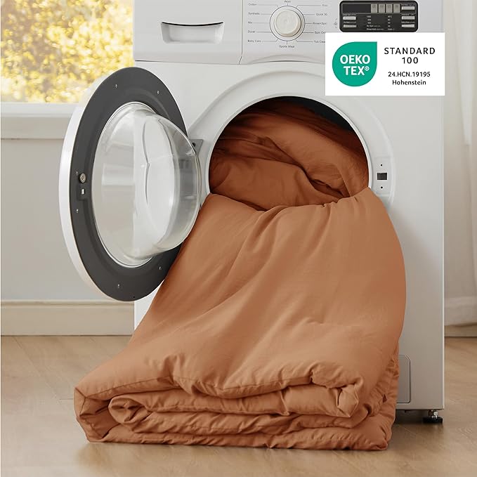 Bedsure Queen Comforter Set, Pumpkin Soft Prewashed Bedding for All Seasons, 3 Pieces GentleSoft™ Bed Set, 1 Lightweight Comforter (90"x90") and 2 Pillowcases (20"x26")