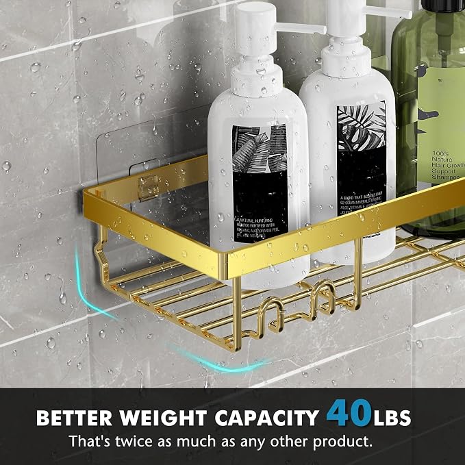 Moforoco Adhesive Shower Caddy Organizer Shelves Rack - 5 Pack Corner Bathroom Storage Organization, Home & Kitchen Decor Inside RV Accessories, Hanging First Apartment Household Camper Essentials - Image 2