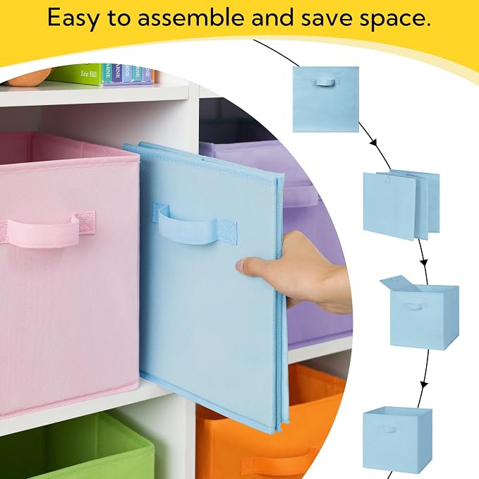 Cupic Cupid 11 Inch Storage Cube, Fabric Cube Storage Bin with Handles, Storage Cube Organizer for Clothes and Toys, Collapsible Cube Bins for Closet, Shelves, Nursery, 6-Pack, Pastel Colors - Image 5