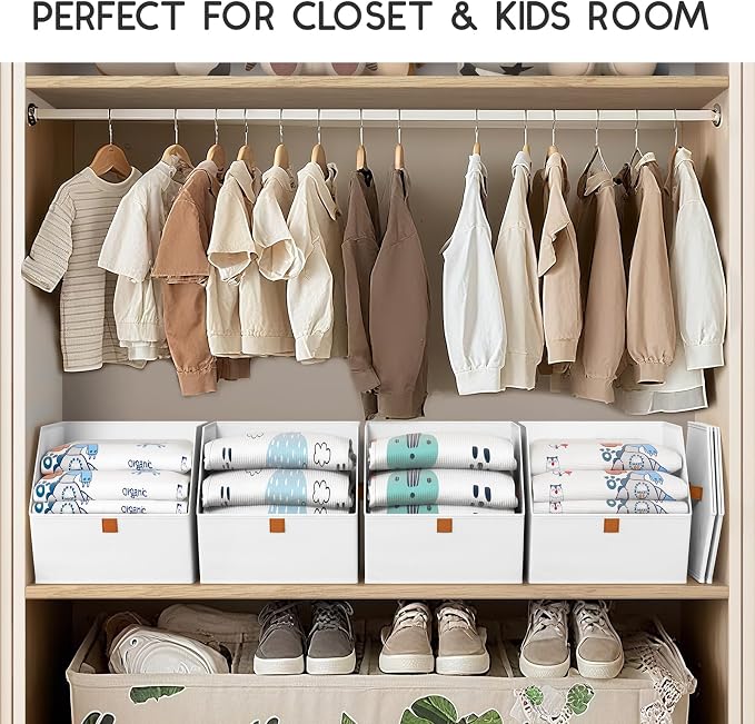 Homsorout Fabric Closet Storage Cubes - 6 Pack Square Storage Bins with Dual Handles for Clothes, Towels, Toys, Cube Storage Organizers for Bedroom, Nursery, Shelves, Closet, Small Spaces, White - Image 7