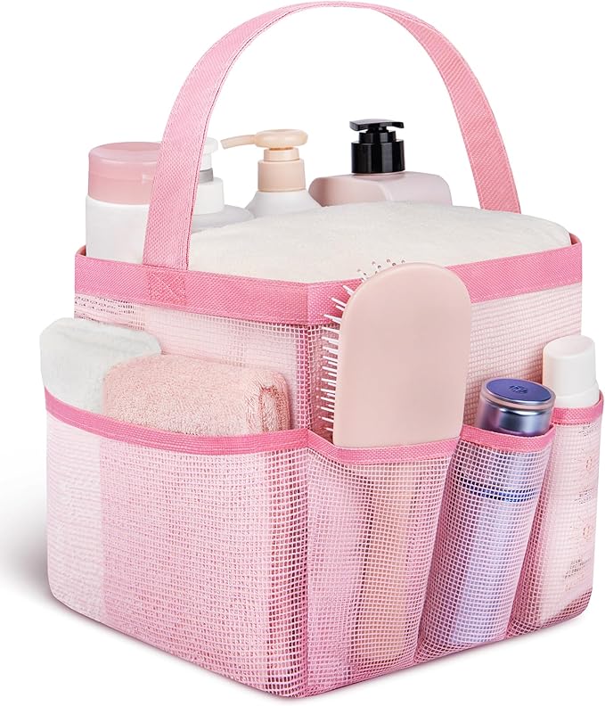 Attmu Mesh Shower Caddy Portable for College Dorm Room Camping Essentials, Shower Caddy Dorm with 9-Pockets, Large Capacity Hanging Basket Bathroom Bag for Toiletry, Swimming, Gym, Camp, Beach by Attmu