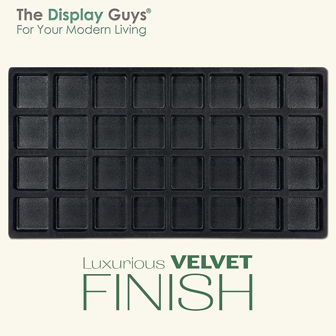 TheDisplayGuys For Your Modern Living 2-Pack 32-Compartments Flocked Velvet Jewelry Display Inserts - Tray/Case Liners - Ring Earrings Storage, (Black) by The Display Guys - Image 3