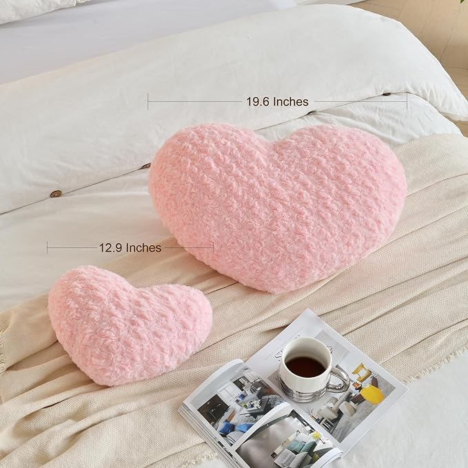 Heart Pillow, Soft Heart Shaped Pillow with Room Decorative Throw Pillows for Bed Couch Chair Sofa, Heart Shaped Cute Throw Pillow Cushion for Bedroom Living Room (Beige, Mini 12.9" x 9.8")