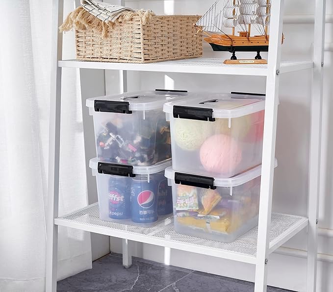 Clear Storage Latch Box/Bin, 2-Pack Plastic Organizing Container with Handle and Lids (7 QT/16QT) - Image 5