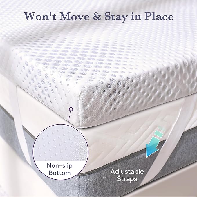 SINWEEK 3 Inch Gel Memory Foam Mattress Topper King Size, Bamboo Mattress Pad for Body Pressure Relief, Cooling Bed Topper with Breathable Soft Cover, CertiPUR-US Certified