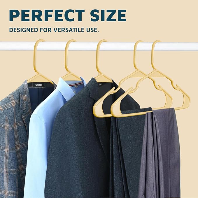 Lifemaster Plastic Clothes Hangers – Heavy Duty Hanger Set, for Organizing Clothes, Dresses, and Coat, Holds Up to 5 lbs, Space-Saving Hangers with Non-Slip Shoulder Grooves, Pack of 10, Yellow - Image 10
