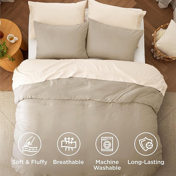 Bedsure King Comforter Set, Sand Soft Prewashed Bedding for All Seasons, 3 Pieces GentleSoft™ Bed Set, 1 Lightweight Comforter (104"x90") and 2 Pillowcases (20"x36")
