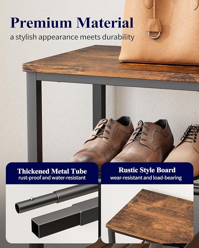 Kitsure Shoe Rack for Closet, Rustic Brown Shoe Organizer with Leveling Feet, Sturdy & Rust-Proof Shoe Storage for Entryway, Bedroom, Living Room, 29.5" x 11.4" x 24.8", Brown - Image 8