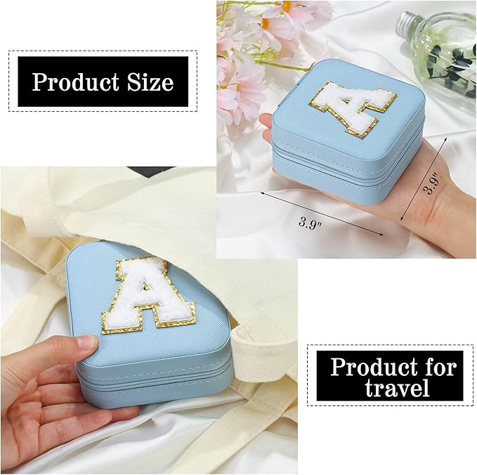 Parima Christmas Gifts List 2025 Ideas - Personalized Initial Travel Jewelry Case, 4 5 6 7 8 9 10 11 12 Year Old Girl Birthday Gifts Christmas Gifts for Daughter Granddaughter - Letter G, Sky Blue - Image 5
