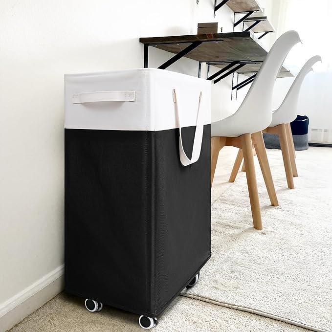 Goodpick Hamper with Wheels 75L 2-Pack, Tall Laundry Basket with Removable Wash Bags, Rolling Black Laundry Hamper for Corner Dorm, Large Collapsible Laundry Baskets - Image 8