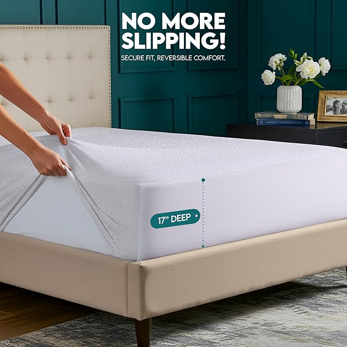 Utopia Bedding Waterproof Mattress Protector Top and Both Sides, King Size, Soft and Breathable Dual Sided Terry Mattress Cover, Fitted Style with Stretchable Elastic Pockets