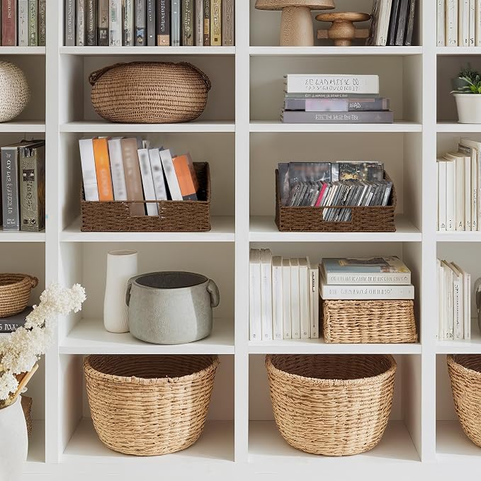 StorageWorks Pantry Baskets for Organizing, Paper Rope Storage Baskets for Shelves with Built-in Handles, Pantry Organizers and Storage, Brown, Set of 2 (Large and Medium) - Image 6