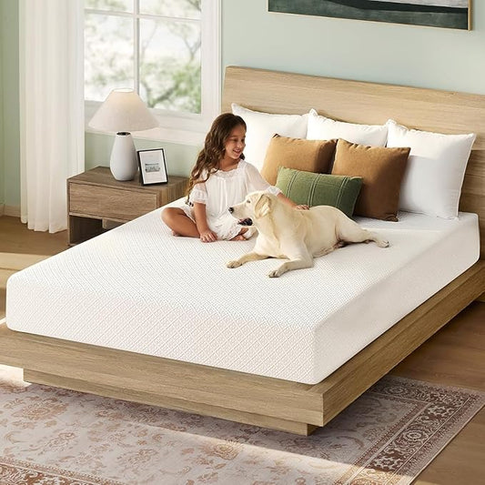 Rolanstar Queen Size Mattress, 10 Inch Gel Memory Foam Mattress in a Box, Fiberglass Free, Breathable for Cooler Sleep Supportive & Pressure Relief, CertiPUR-US Certified, White